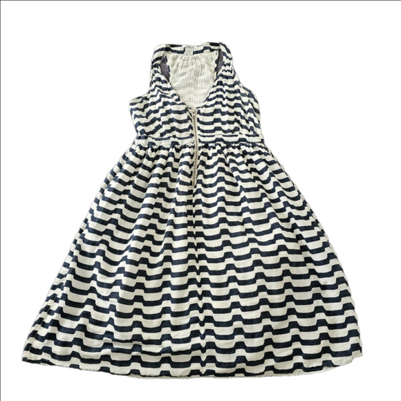 Pinky Dresses & Skirts - Pinky Striped Nautical Dress Cotton Racer Back Navy Blue/ Light Beige Small